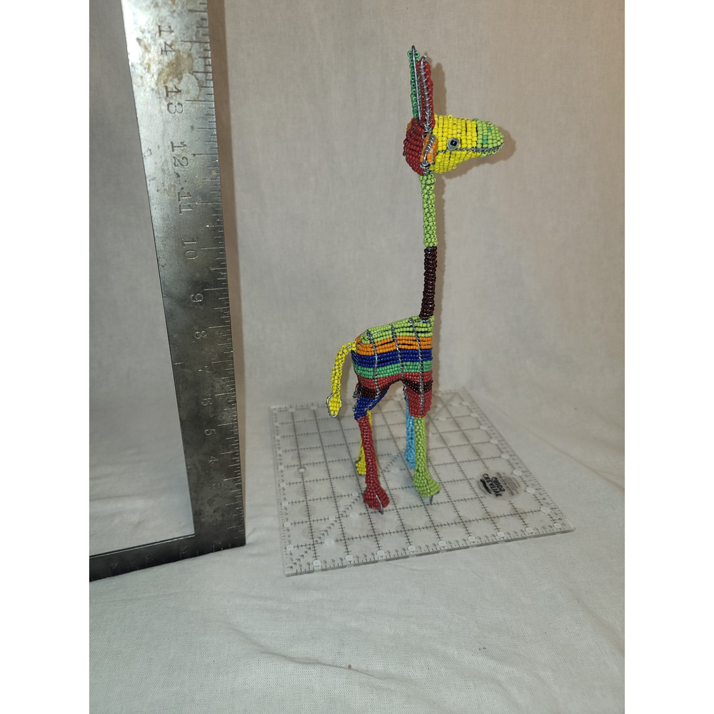 African Beaded Wire Animal Sculpture Giraffe 14.5" tall